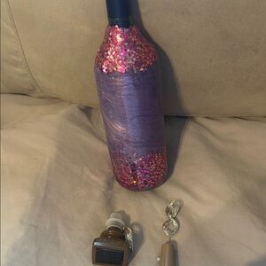 Purple and Pink Decorative Bottle with Accessories